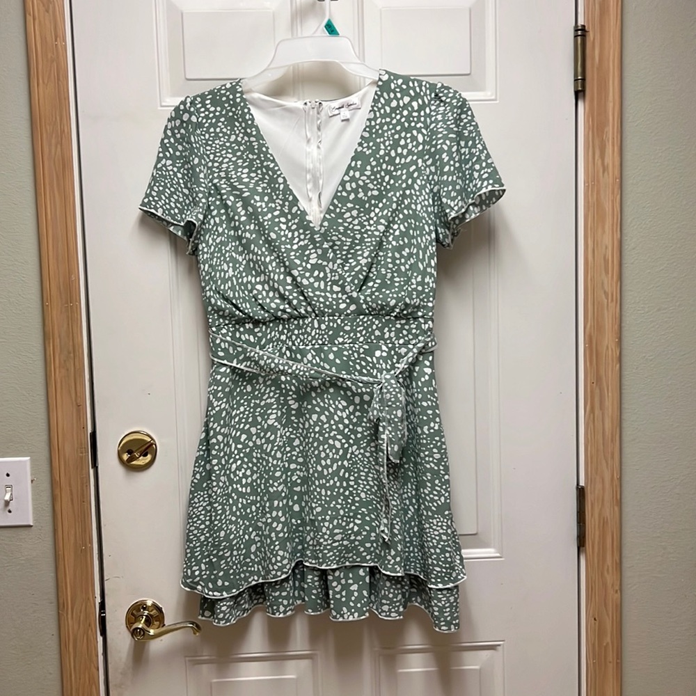 Green and White Dress